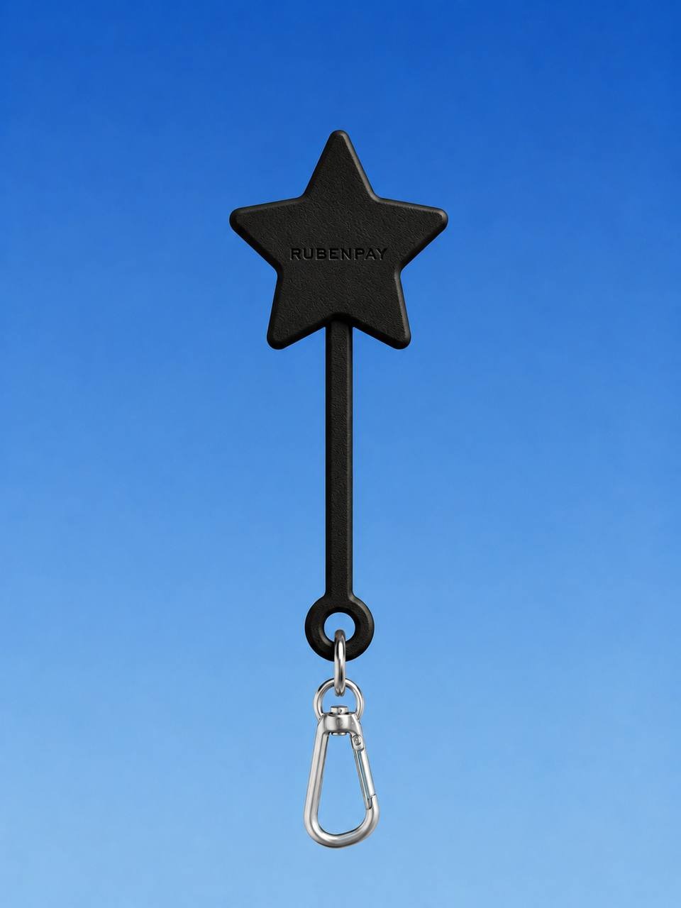 Matte black RUBENPAY Magic Wand with silver carabiner